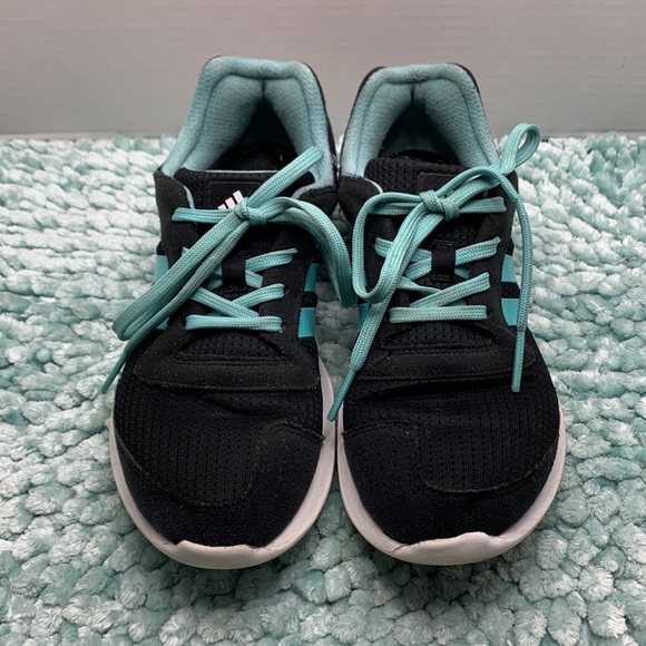 Addidas Running Jogging Workout Shoes Sneakers Black & Aqua Cushion Insoles - Picture 3 of 17